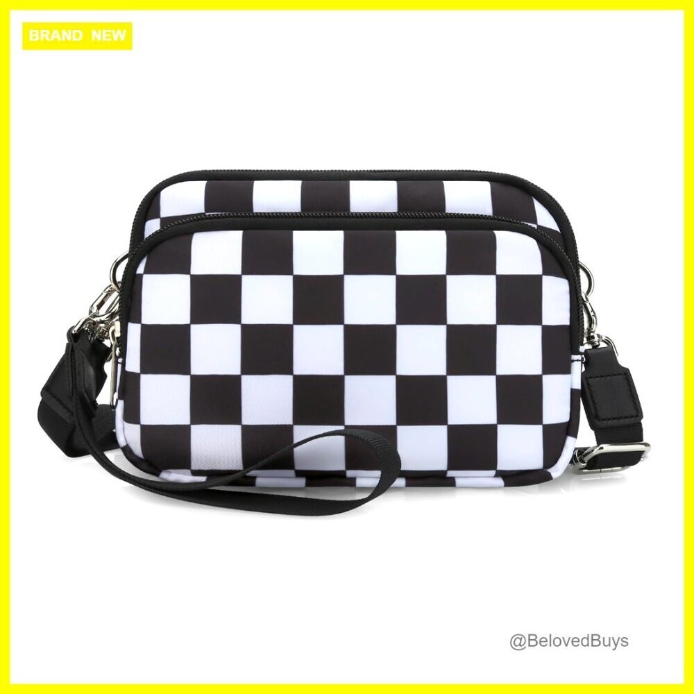 Small Checkered Crossbody Phone Bag with RFID, Adjustable Strap, Travel Purse